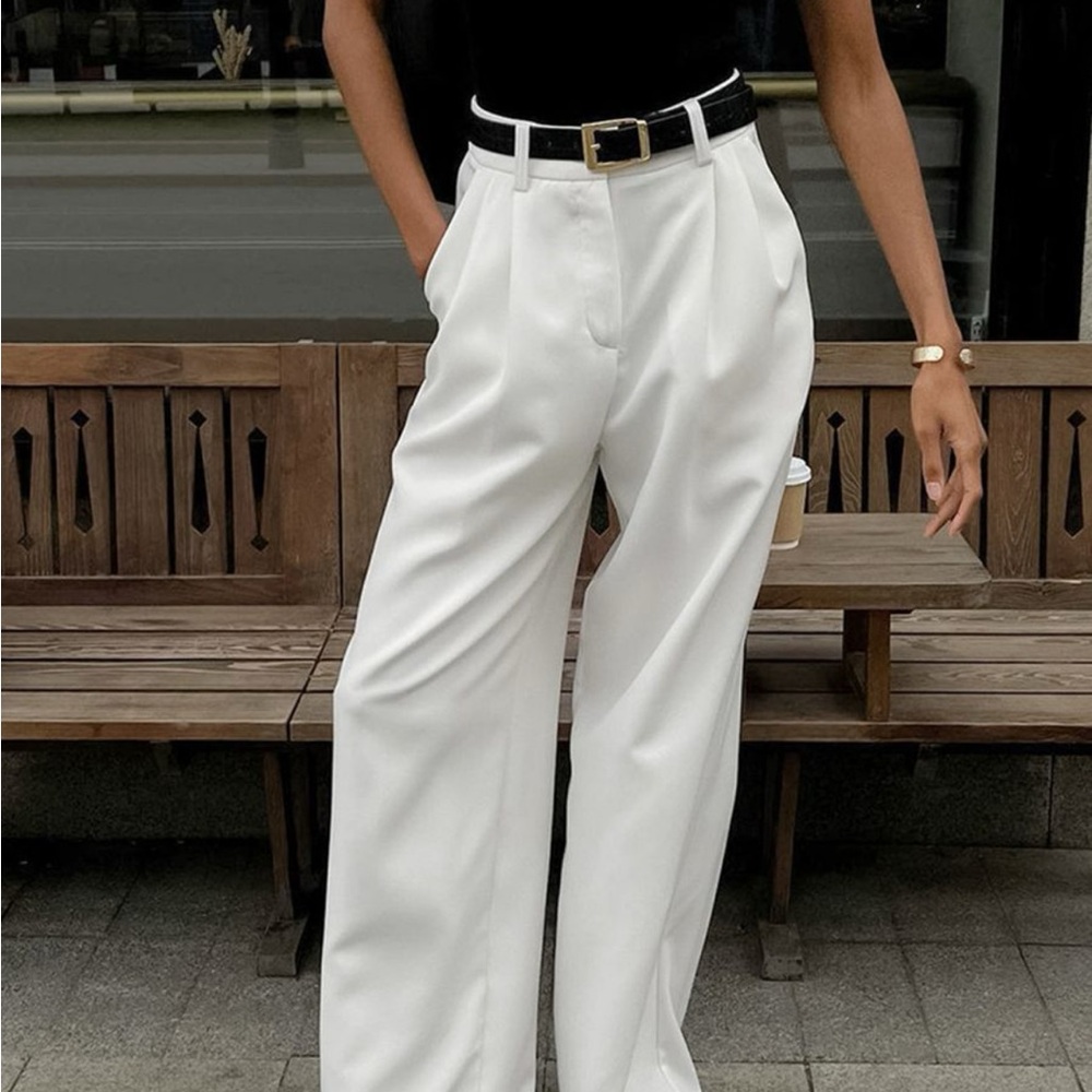 White Wide Leg Trousers